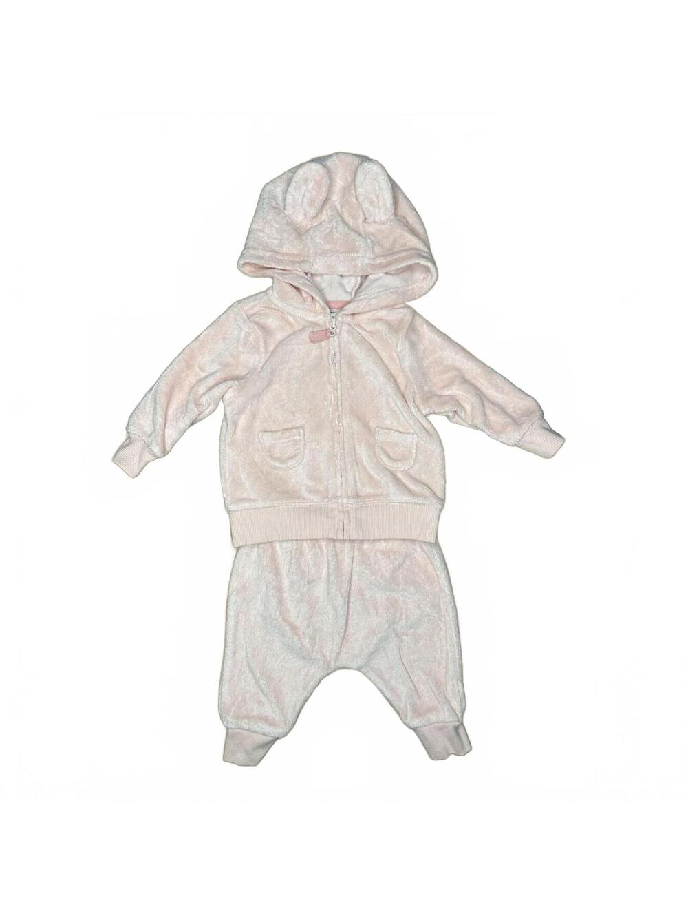 Carter's Baby Pink Bear Fleece Hoodie Pants Set 3M